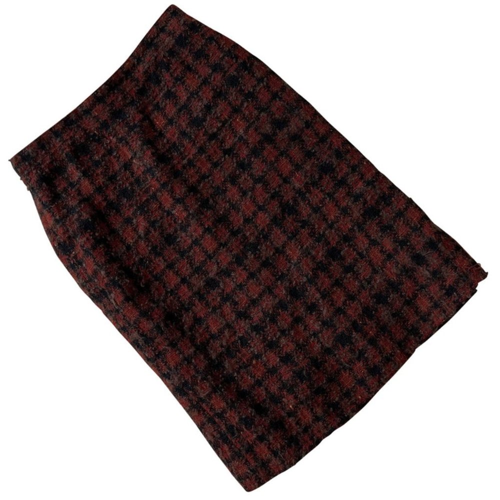 Sundazed (Italy) Tartan Barkcloth Pencil Midi Skirt Burgundy (Bode) : L